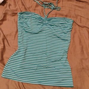 Free - Green Striped Halter Top - M